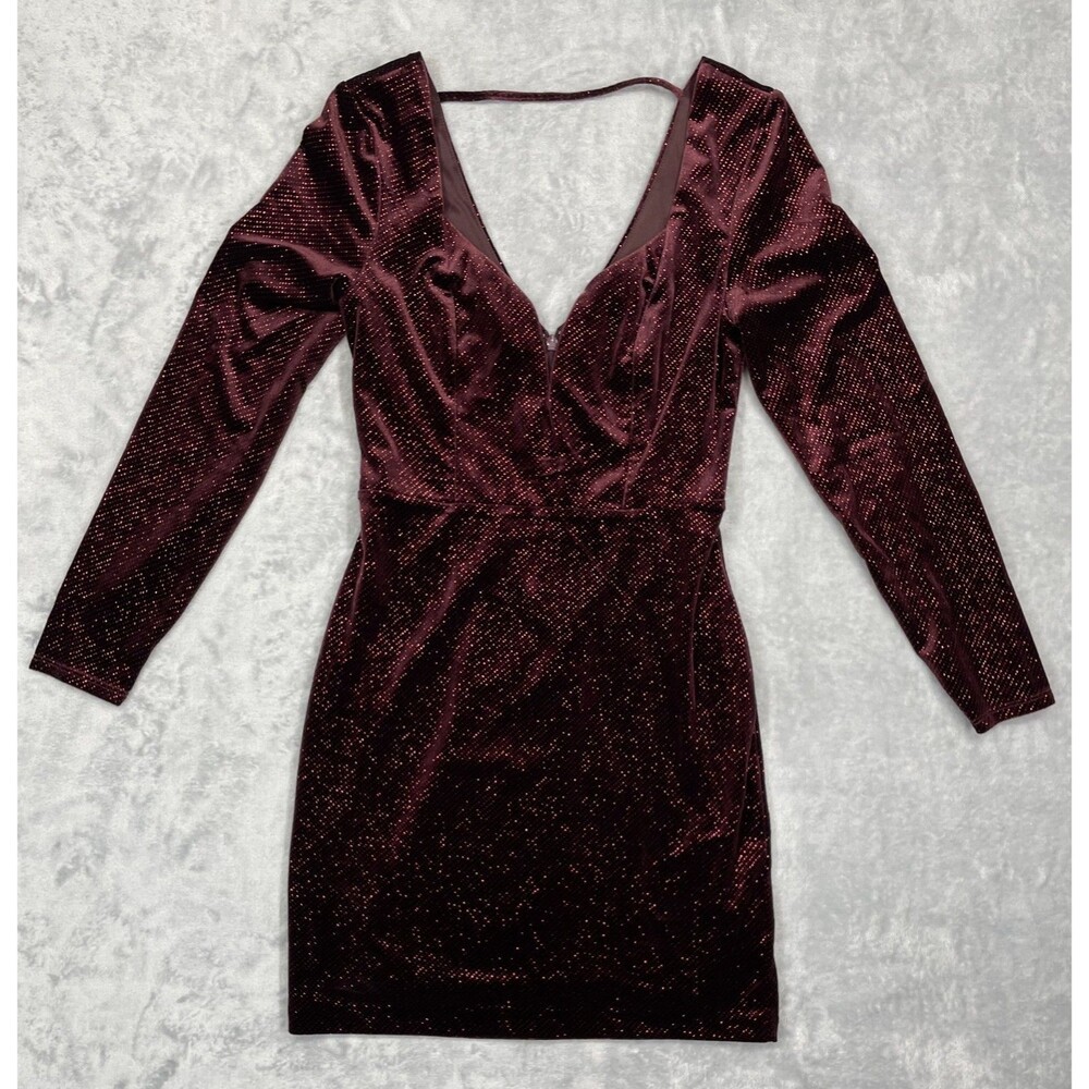 Express XS Velvet V-Wire Red Dress